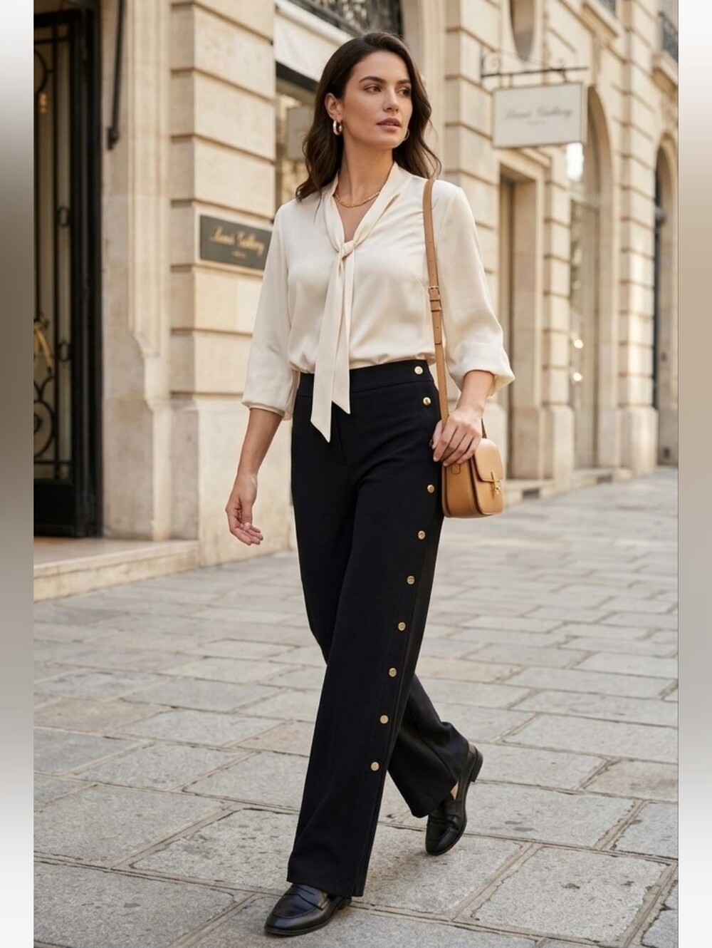 Romeo & Juliet Couture Black Trousers with Gold Button Accents